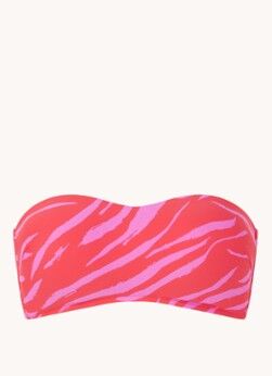 Seafolly Skin Deep voorgevormde bandeau bikinitop met print - Rood