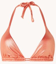 Luli Fama Babes triangel bikinitop met uitneembare vulling en metallic finish - Oranjerood