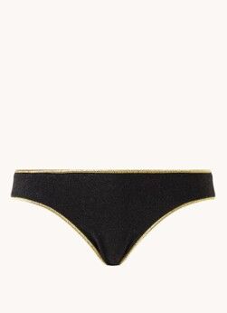 Luli Fama Stardust bikinislip met lurex en plooidetail - Zwart