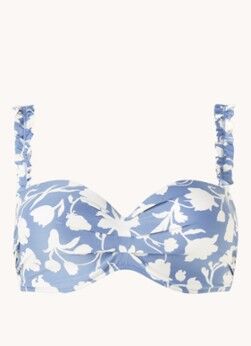 Beachlife Voorgevormde bandeau bikinitop met bloemenprint - Blauw