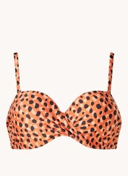 Beachlife Leopard Spots bandeau bikinitop met beugel - Donkeroranje