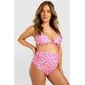 boohoo Zwangerschap Geo Print Bikini Met Schouderstrikjes, Pink 36