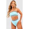 boohoo Gestreepte Bandeau Bikini Top Met Gestreepte Zoom, Blue 36