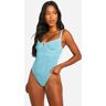 boohoo Crinkle Underwired Bathing Suit, Jade Blue 8