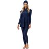 seafanny Bescheiden badpak voor dames, lange mouwen, burkini, volledige dekking, moslim badmode(Blauw 40-42) L