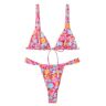 YUECIBAI Bikini Badpak Dames Bikini Set Met Bloemenprint V-hals Bikini Set Hoge Taille Bloemenprint M Roze