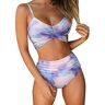 JFAN Vrouwen Ruching Bikini Set Cross Wrap Push Up Top Hoge Taille Bottom Tie Terug 2 Stuk Badpak multi M