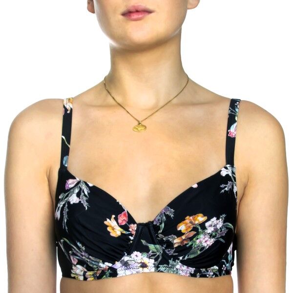 Damella Grace Floral Underwired Bikini Bra - Black floral