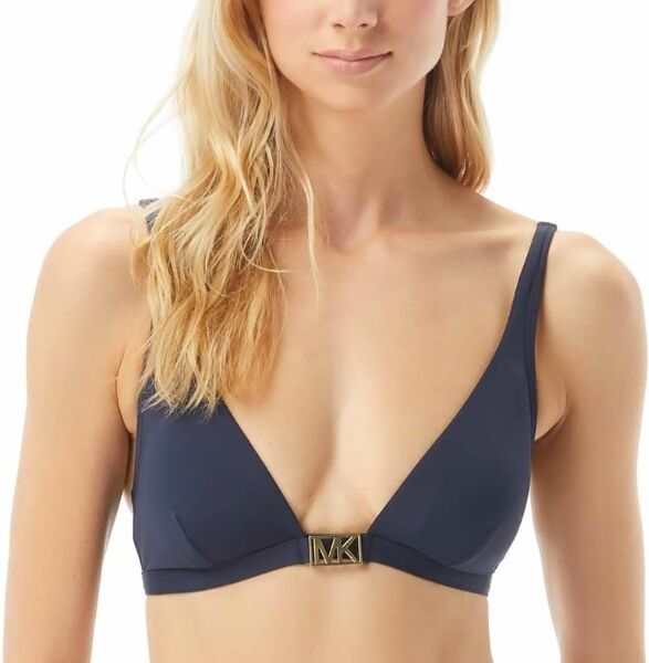 Michael Kors Logo Solids Triangle Bikini Top - Navy-2