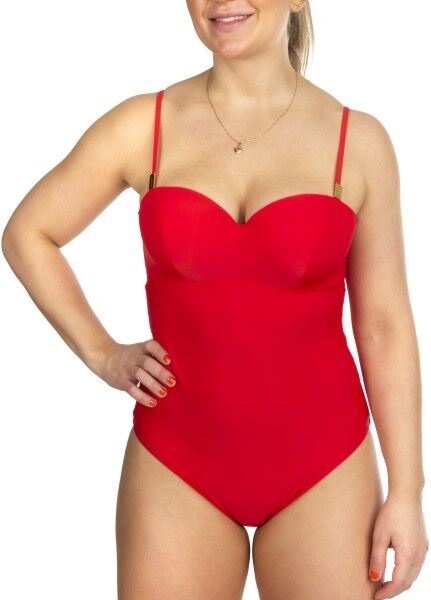 Calvin Klein Structured Bandeau One Piece - Red * Kampanje *