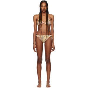 Anna Sui Orange & Brown Beaded Bikini  - Cantaloupe Multi - Size: Medium - female