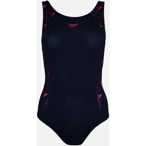 Women's Speedo Womens Boomstar Splice Flyback One Piece Swimming Costume - Navy/Pink - Black/Multi - Size: 32