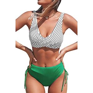 CUPSHE Women's Bikini Set Twist Front Tie Side Bikini Swimsuit Two Piece Swimwear Bathing Suits Fresh Green S