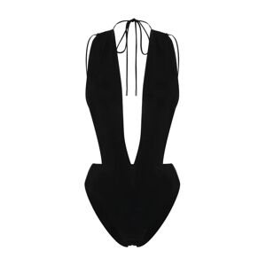 Saint Laurent , Noir V-neck Swimsuit ,Black female, Sizes: XS, S