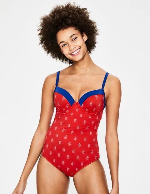 Boden Milos Cup-size Swimsuit Red Pop, Palm Stamp Women Boden  Size: 34D
