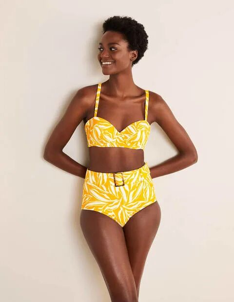 Boden Kythira Cup-size Bikini Top Chartreuse, Painted Foliage Women Boden Nylon Size: 32B