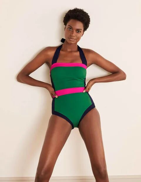 Boden Santorini Swimsuit Verde Colourblock Women Boden Nylon Size: 14 R