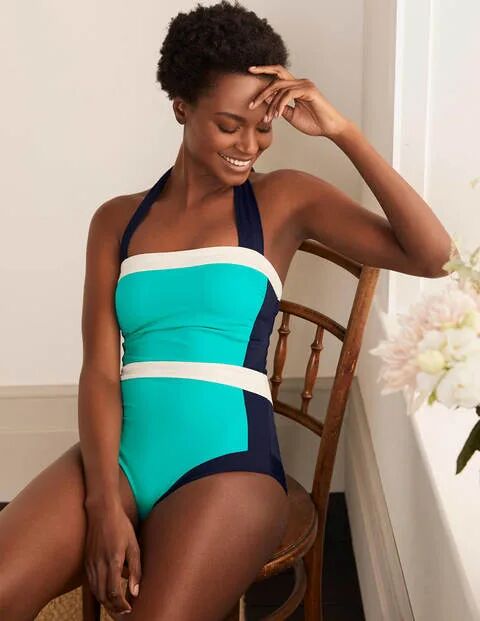 Boden Santorini Swimsuit Turquoise Colourblock Women Boden Nylon Size: 14 L