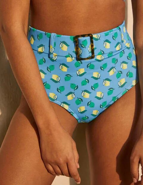 Boden Kythira Belted Bikini Bottoms Horizon, Citrus Fruit Women Boden Nylon Size: 10