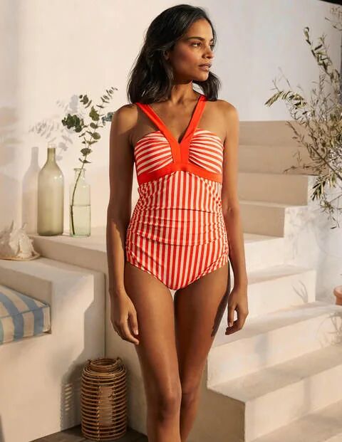 Boden Corsica Swimsuit Coral and Ivory Stripe Women Boden Nylon Size: 20 R