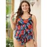 Bloomchic Floral Sculpt Waist Ruffle Tiered One Piece Swimsuit