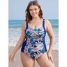 Bloomchic Floral Ruched Crossover Front Sculpt Waist One Piece Swimsuit