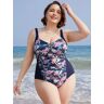 Bloomchic Floral Crisscross Front Ruched Sculpt Waist One Piece Swimsuit