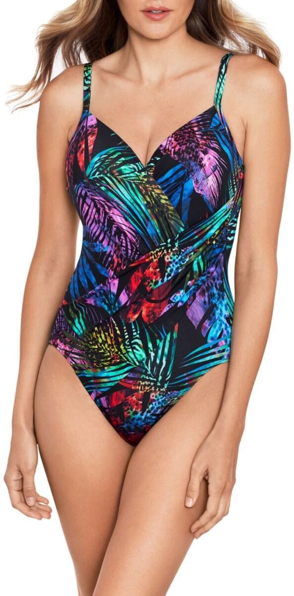 Photos - Swimwear Miraclesuit Women's Tropicat Bonita One Piece Swimsuit - Black Multi - Siz