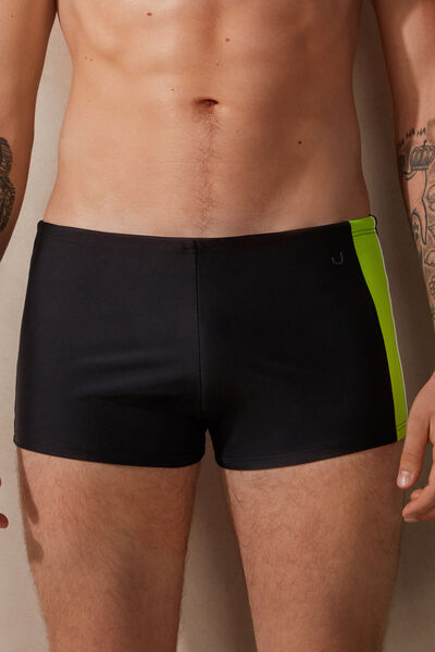 Intimissimi Anliegende Boxer-Badehose mit Neondetails Mann Schwarz Größe XL