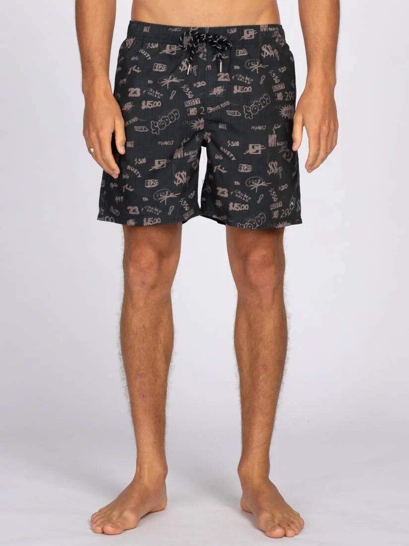 Rusty Mo Money Elastic Boardshort - Coal Rusty Australia, 30 / Coal