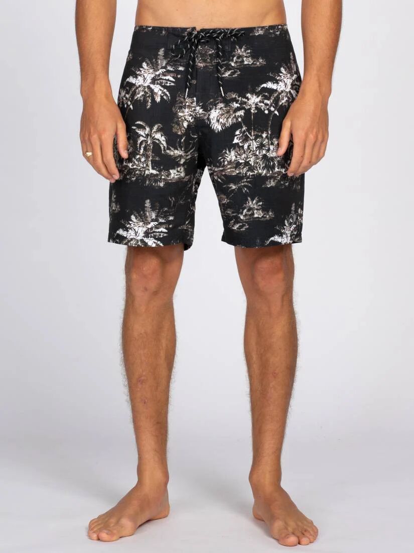 Rusty Palm Reader Boardshort - Black Rusty Australia, 34 / Black