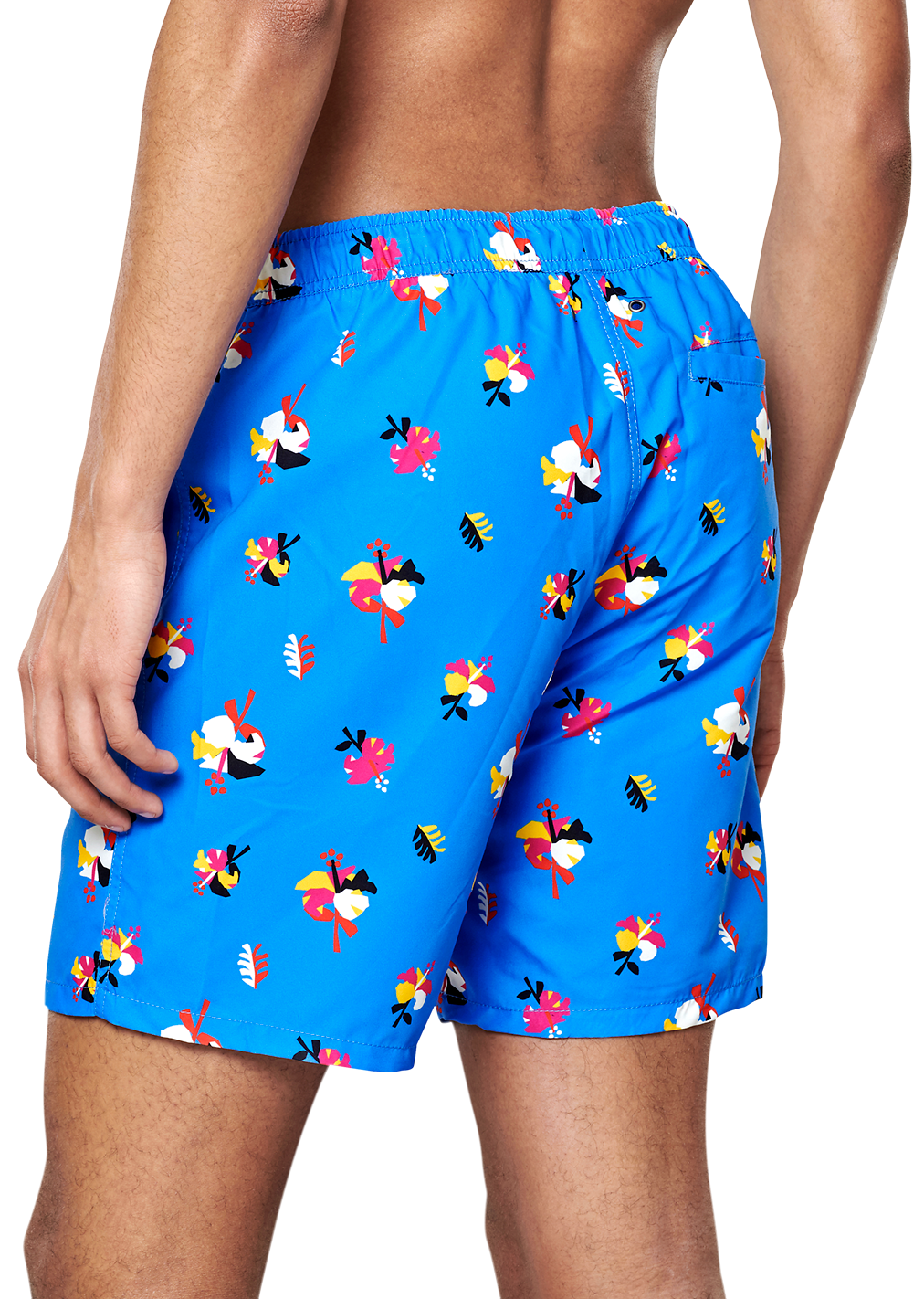 Happy Socks Hibiscus Long Swim Shorts - Blue,Pink - Men