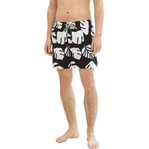 TOM TAILOR Denim Badeshorts, gemustert mit Eingrifftaschen black white big leaves print  XL