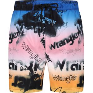 Wrangler Badeshorts »Sundial«, Allover Logoschriftzug pink/blue Größe XL (50/52)