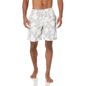 Amazon Essentials Herren Badehose, Schnell Trocknend, 23 cm, Grau Hibiskusblume, XXL