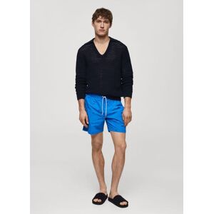 mango man Badeshorts mit Kordelzug und aufgesticktem Fischmotiv - Himmelblau - M - männlich