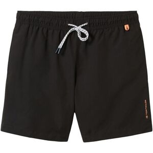 TOM TAILOR Herren Unifarbende Badeshorts, schwarz, Uni, Gr. L