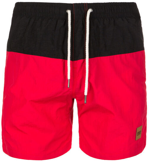 Urban Classics Block Swim, Gr. M, Herren, schwarz / rot