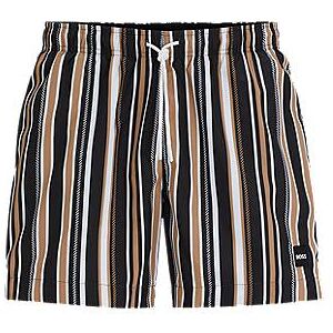 Boss Fully lined swim shorts in striped quick-dry fabric