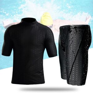 (L-6XL)Maillot de bain à manches courtes pour hommes, Short de natation, combinaison Rashguard, ensemble de plongée en apnée, de surf, hauts de plongée + tronc - Publicité