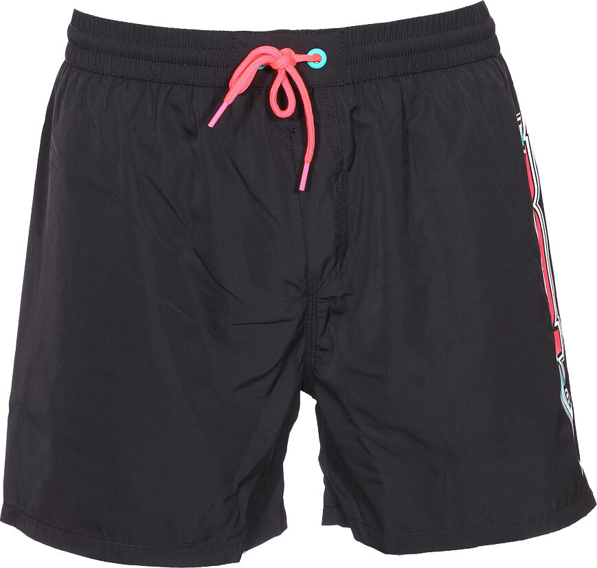 Diesel Underwear Short de bain Diesel Wave noir floqué en blanc, vert et rouge - NOIR -