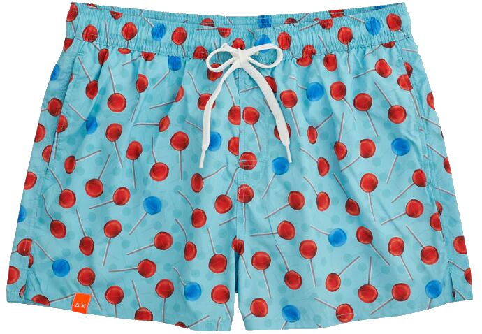 SUN68 Boxer Da Mare Uomo Art H31108 0530 Colore Azzurro E Rosso Fuoco Misura A Scelta AZZURRO E ROSSO FUOCO