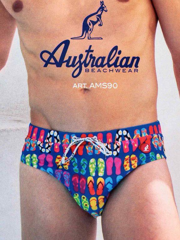 Australian Slip da mare uomo con stampa disegni Slip Mare uomo Blu taglia 48