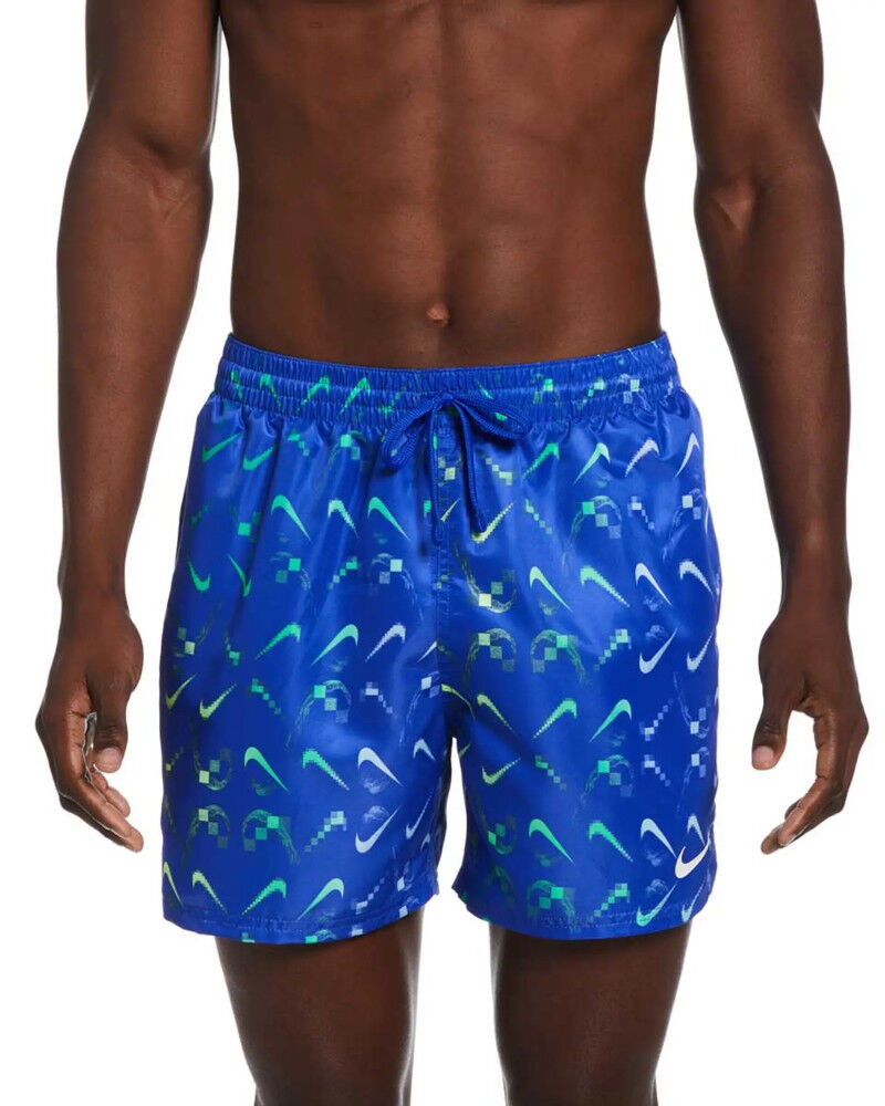 Nike Costume da Bagno pantaloncini Shorts UOMO Swim Volley Swoosh 5 Azzurro