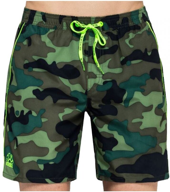 Sundek Costume Boxer Lungo Bottoni Camou Verde Uomo M