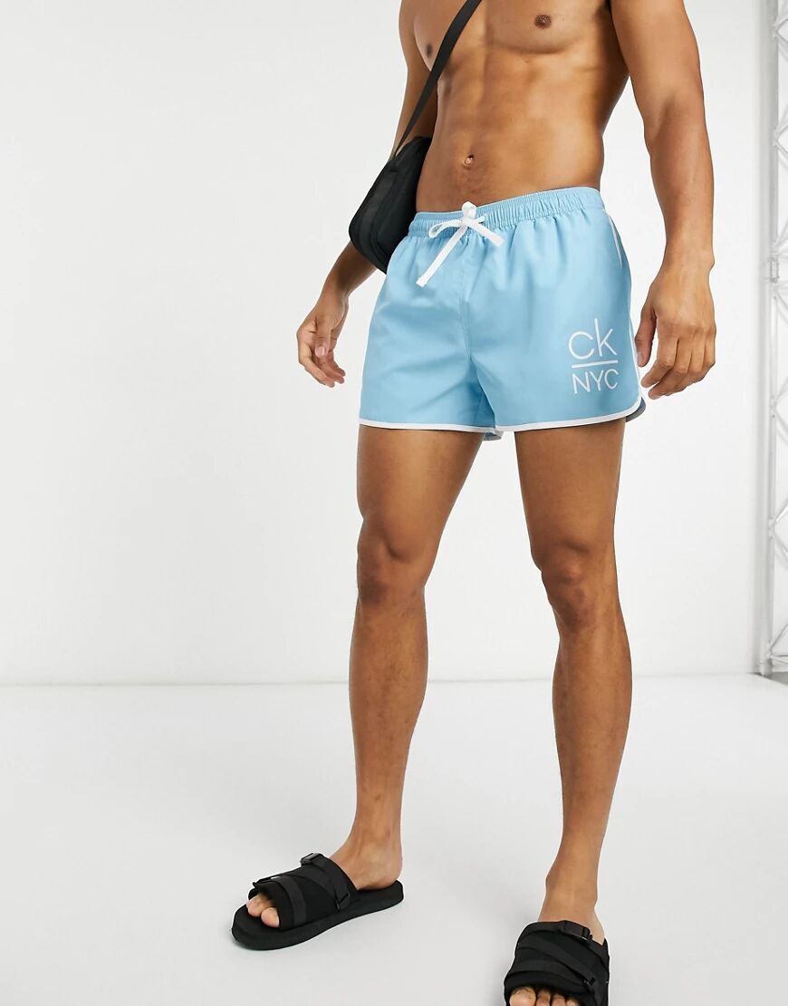 Calvin Klein short runner swim shorts in air blue  Blue