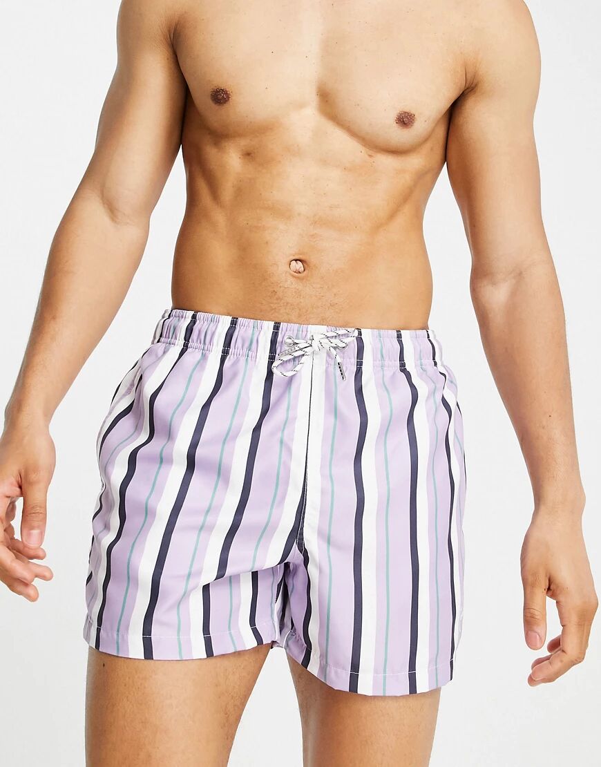 New Look striped swim shorts in purple-Blue  Blue