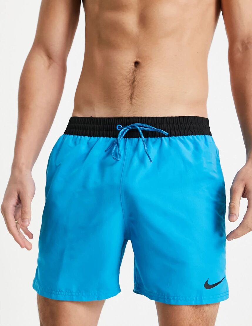 Nike Swimming Digi Swoosh logo tape 5 inch volley shorts in blue  Blue