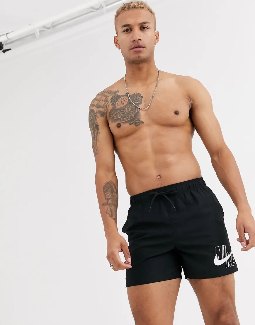 Nike Swimming large logo swim shorts in black  Black