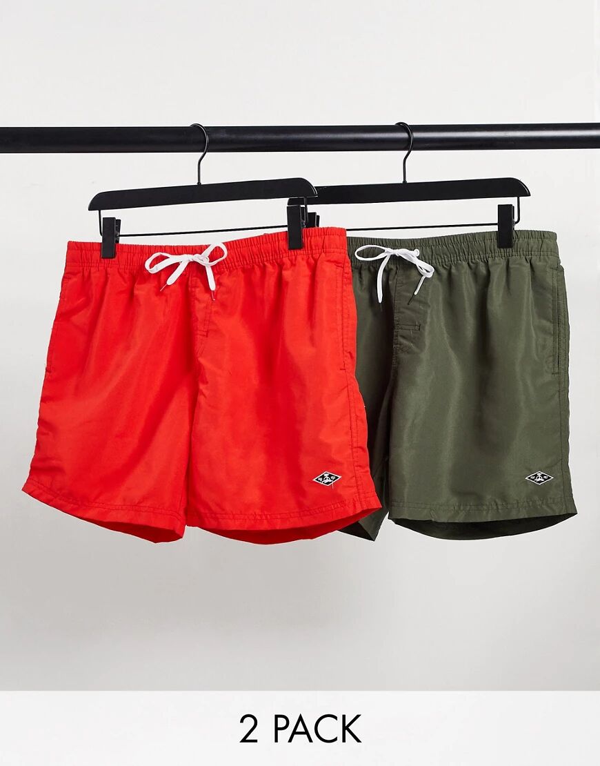 River Island 2 pack swim shorts in green & red  Green